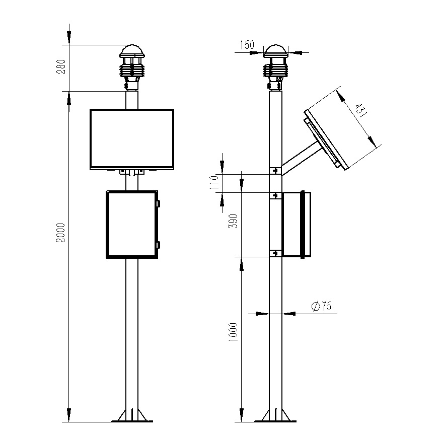 自动观测气象站产品尺寸图