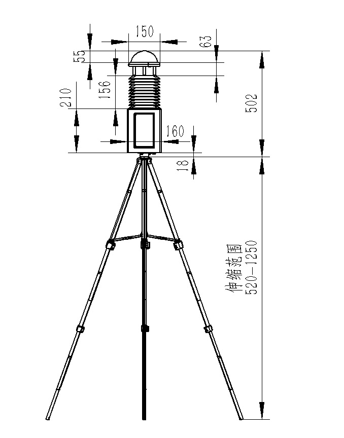便携式综合气象站产品尺寸图